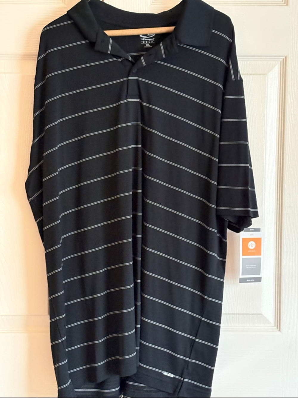 Champion XLMen's Black Striped Polo Shirt